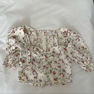 Reformation Cropped Puff Sleeve Blouse